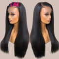 Medium Length Black Straight Human Hair Lace Wig Set – Natural & Versatile
